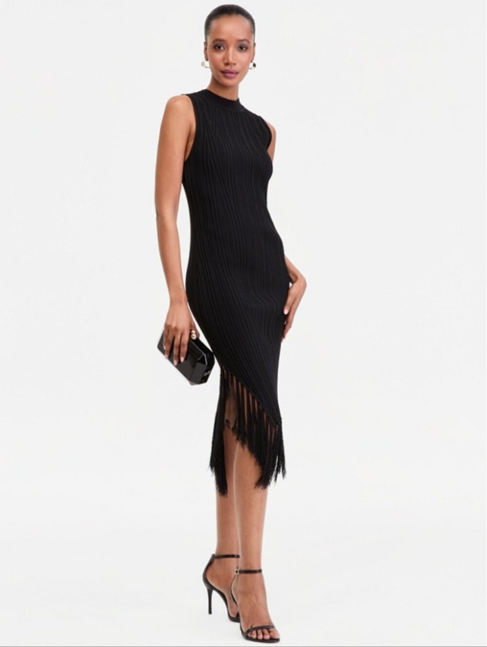 INC International Concepts Sleeveless Fringe-Trim Sweater Dress